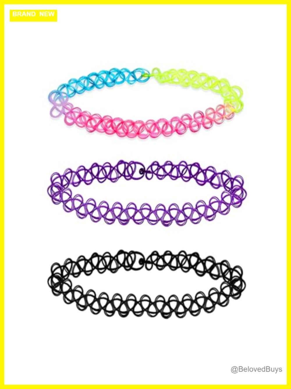 Tattoo Choker Necklace Set Stretchy Plastic 90s Y2K Gothic Adjustable